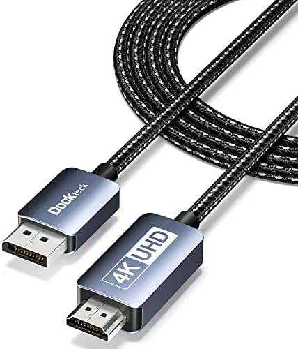Dockteck USB C Hub & DisplayPort לכבל HDMI, מתאם Multiport USB-C 5-in-1 | 8 ft DP ל- HDMI כבל, כבל